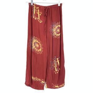 Mission Canyon Santa Barbara Cropped Boho Pants Womens One Size Red Drawstring